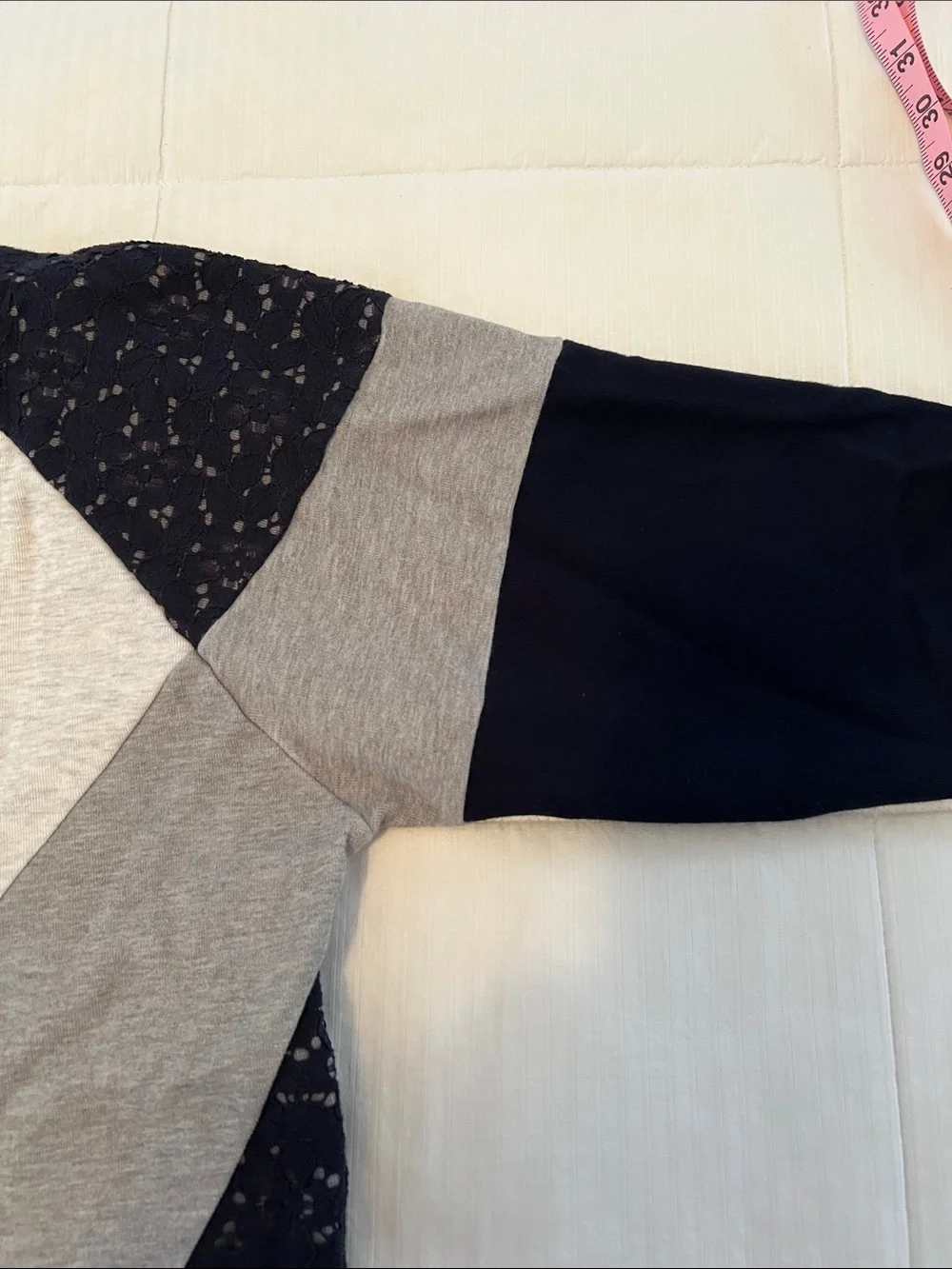 J. Crew Women's Crewneck Colorblock Sweatshirt with lace - Gray & Navy
